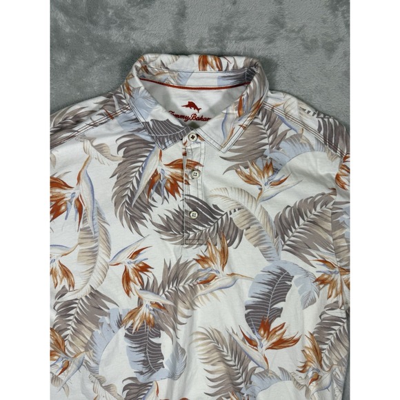 Tommy Bahama Mens Hawaiian Polo Shirt Floral Cotton Tropical Multicolor Medium - Picture 2 of 8